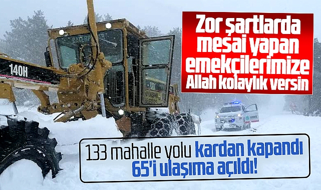 Samsun da kardan kapanan 133 mahalle yolundan 65 i ulaşıma açıldı