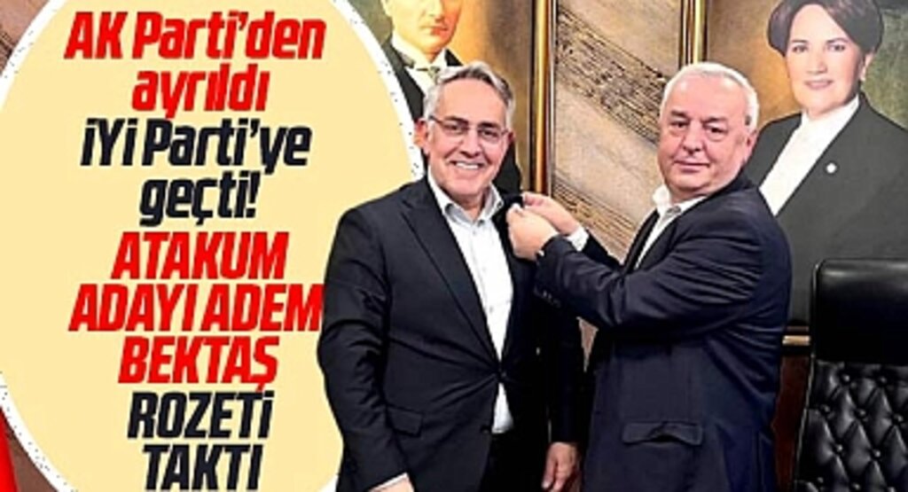 Samsun'da İYİ Parti'nin Atakum adayı olan Adem Bektaş'a parti rozeti takıldı